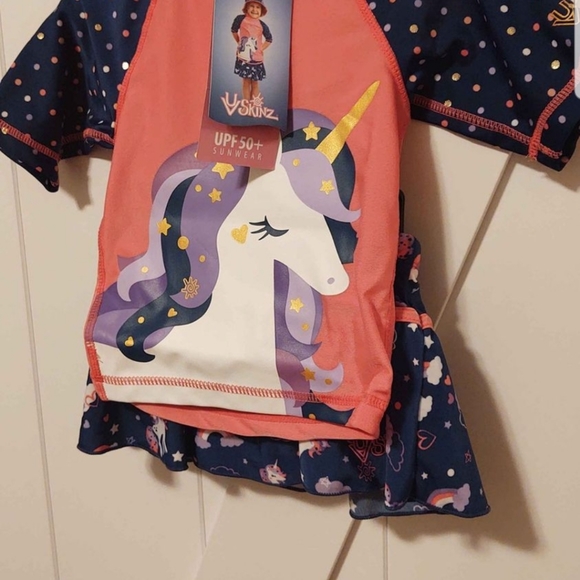UV Skinz nwt Girl's 3PC Swim Suit, UPV 50+, New, Unicorn 2t - Picture 6 of 6